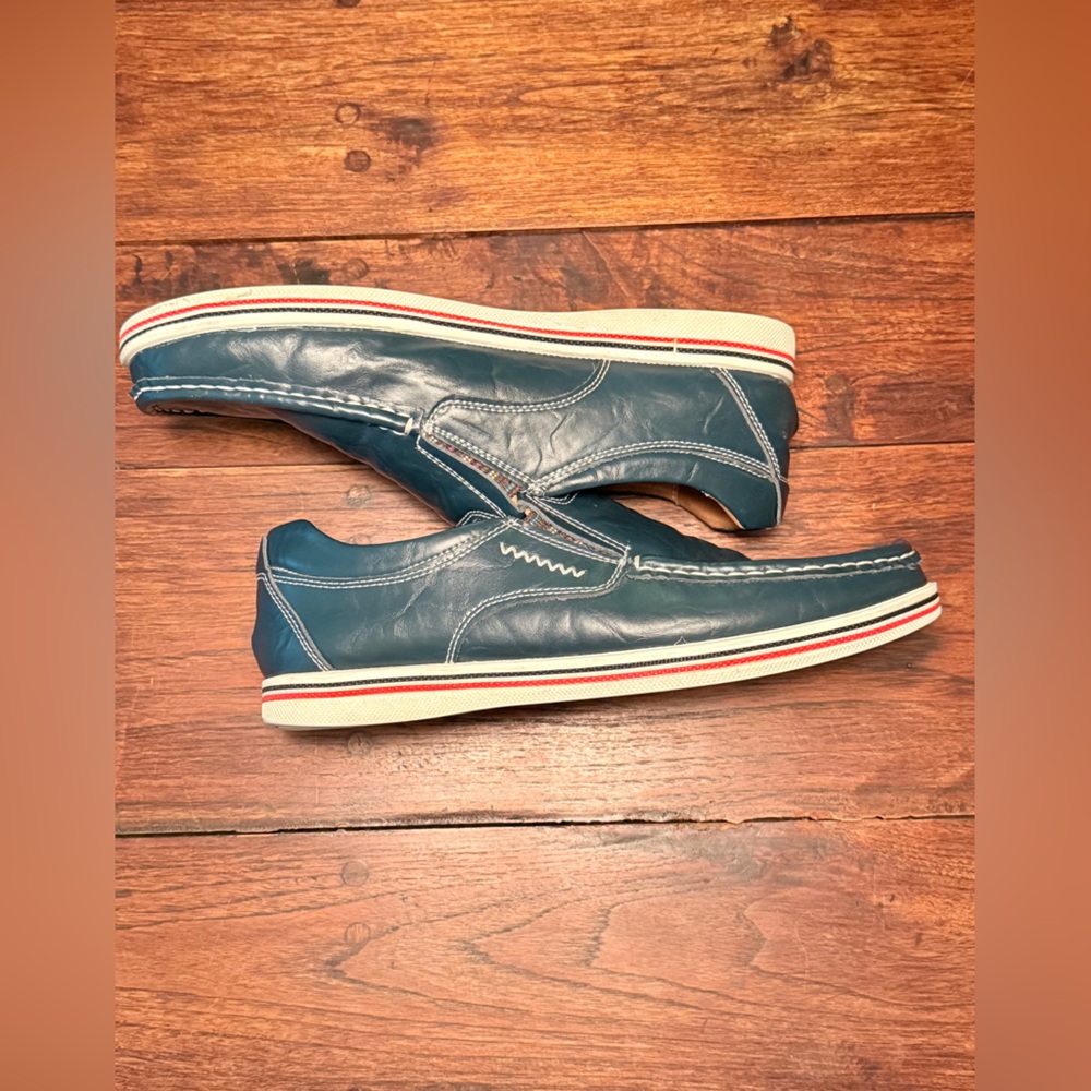 Men's Leather Urban Loafer Nautical Navy Slip on Comfort Driving Shoe Size 9 - Picture 10 of 13